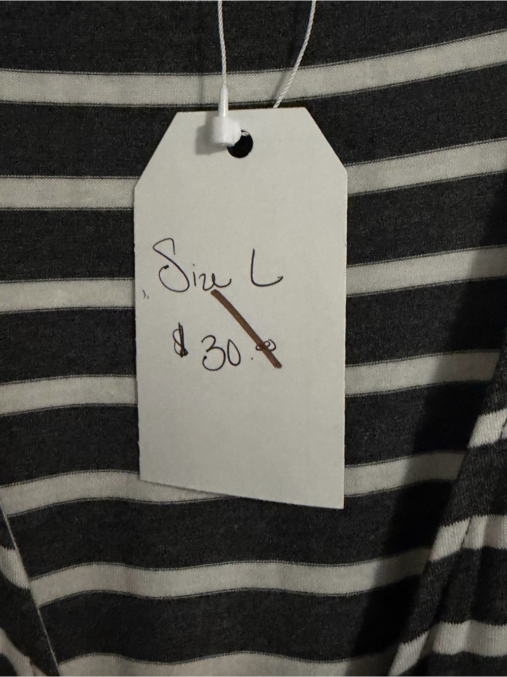 CY Fashion NWT Striped Dark Gray and White V-Neck Short Sleeve Romper Dress - L - Picture 6 of 9